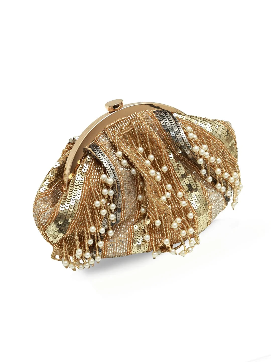 Ava Gold Pearl Batua Bag