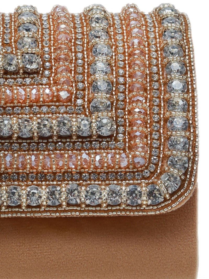 Nysa Gold Embellished Flap over Clutch Bag