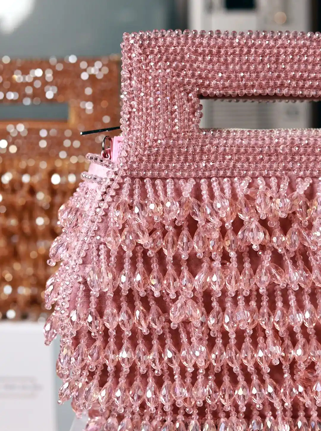Cindy Pink Pearls Box Clutch