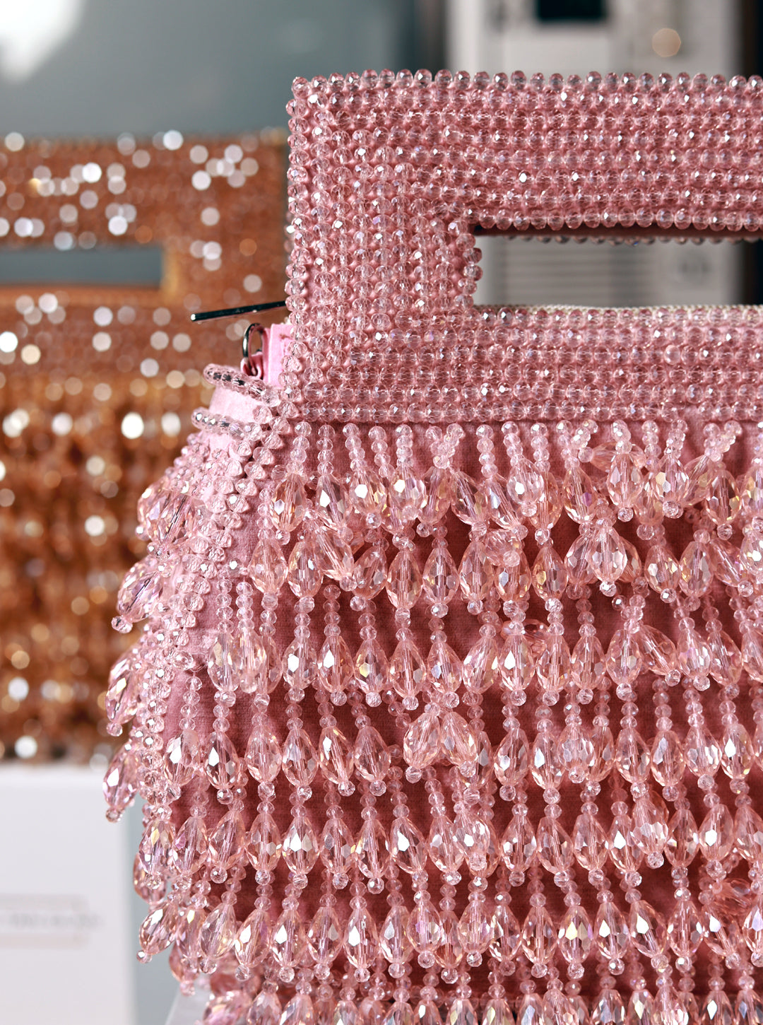 Cindy Pink Pearls Box Clutch