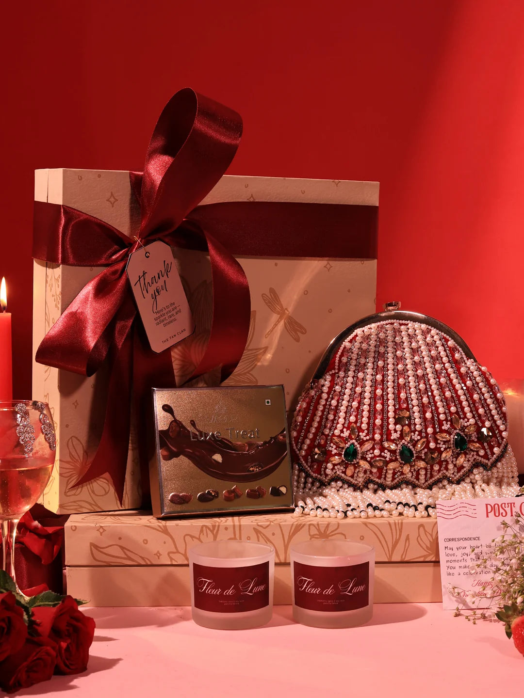 Sweet-Candle Gift Set - Frida Clutch with Candle & Chocolate (Set of 3)