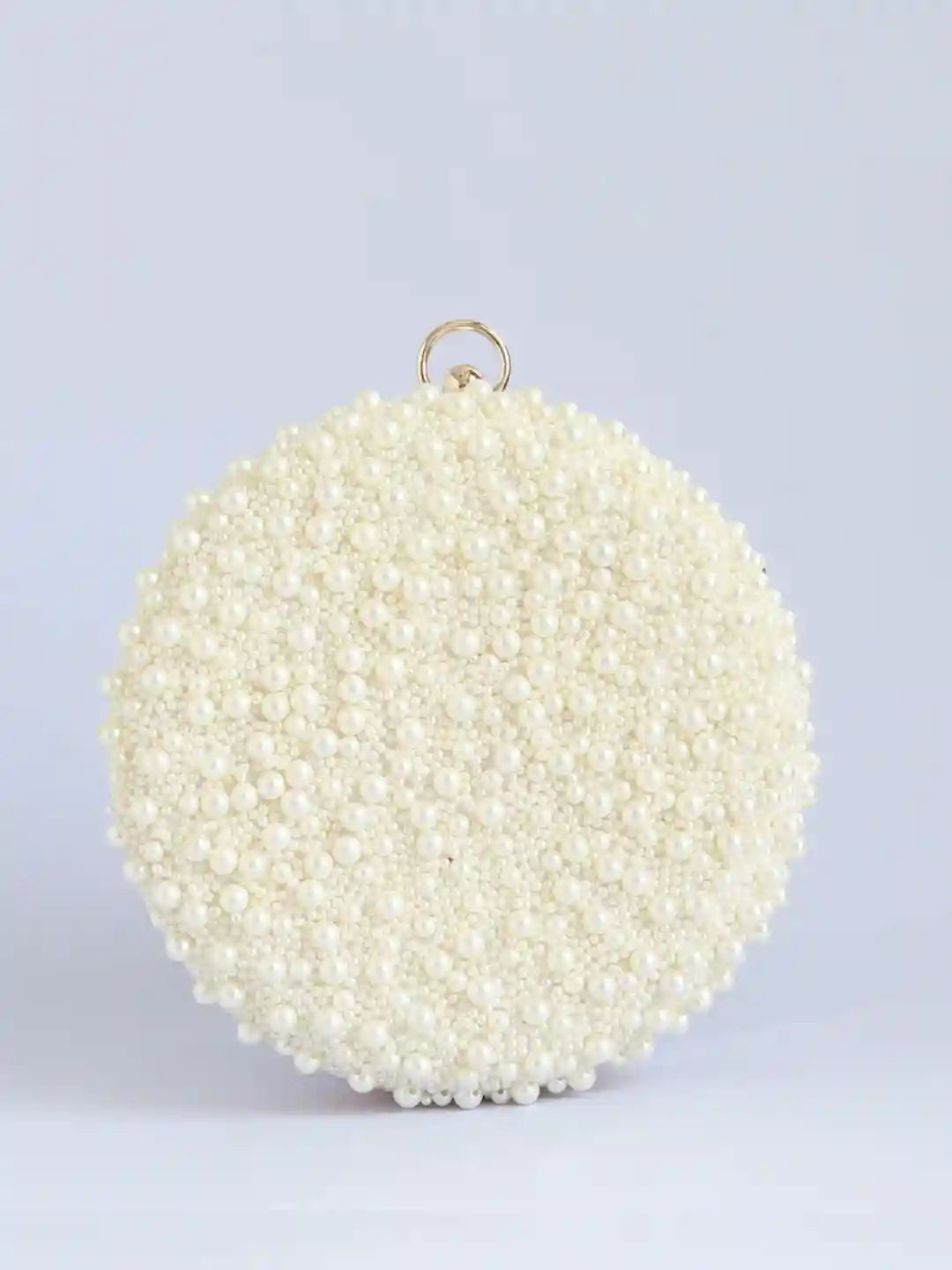 Gauhar All White Pearl Hand Embroidered Clutch