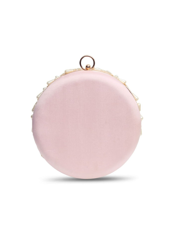 Irsa Round Hand Embroidered Clutch with Tassles