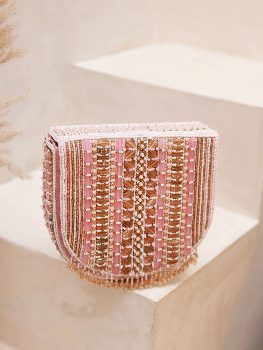 Asma Pink Flap Over Bag with Handle