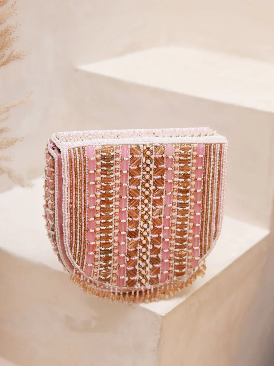 Asma Pink Flap Over Bag with Handle - The Tan Clan