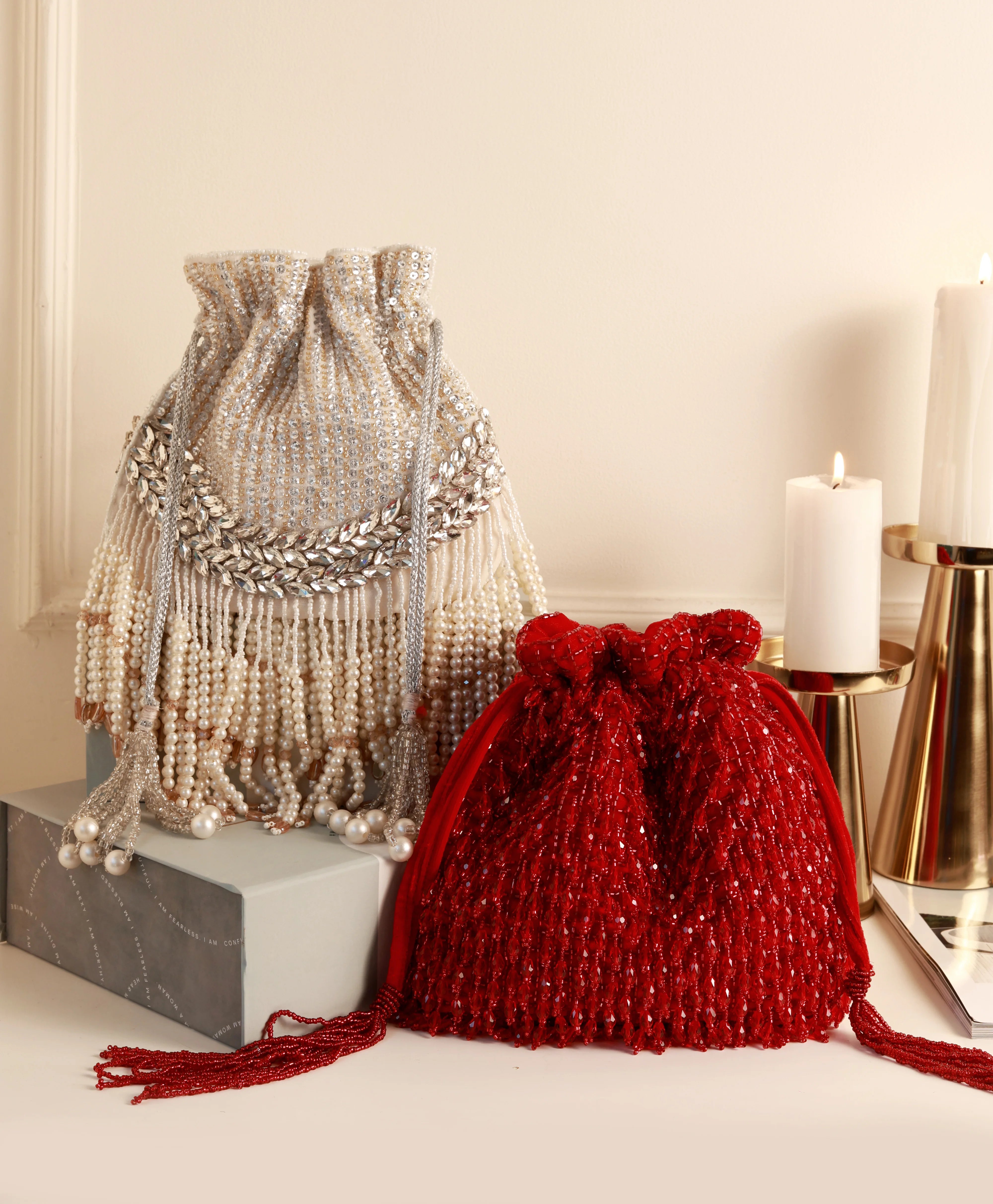 Festive Special Edition Combo - Rosa Red Potli Bag and Jalsa Potli Bag