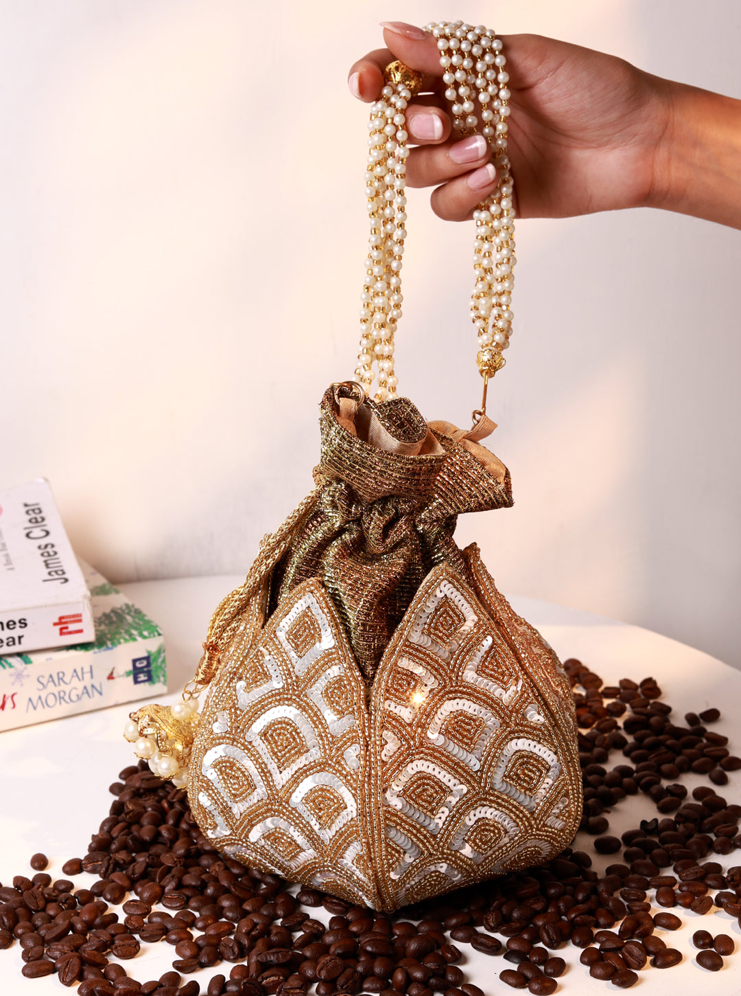 Yana Lotus Potli with Pearl handle