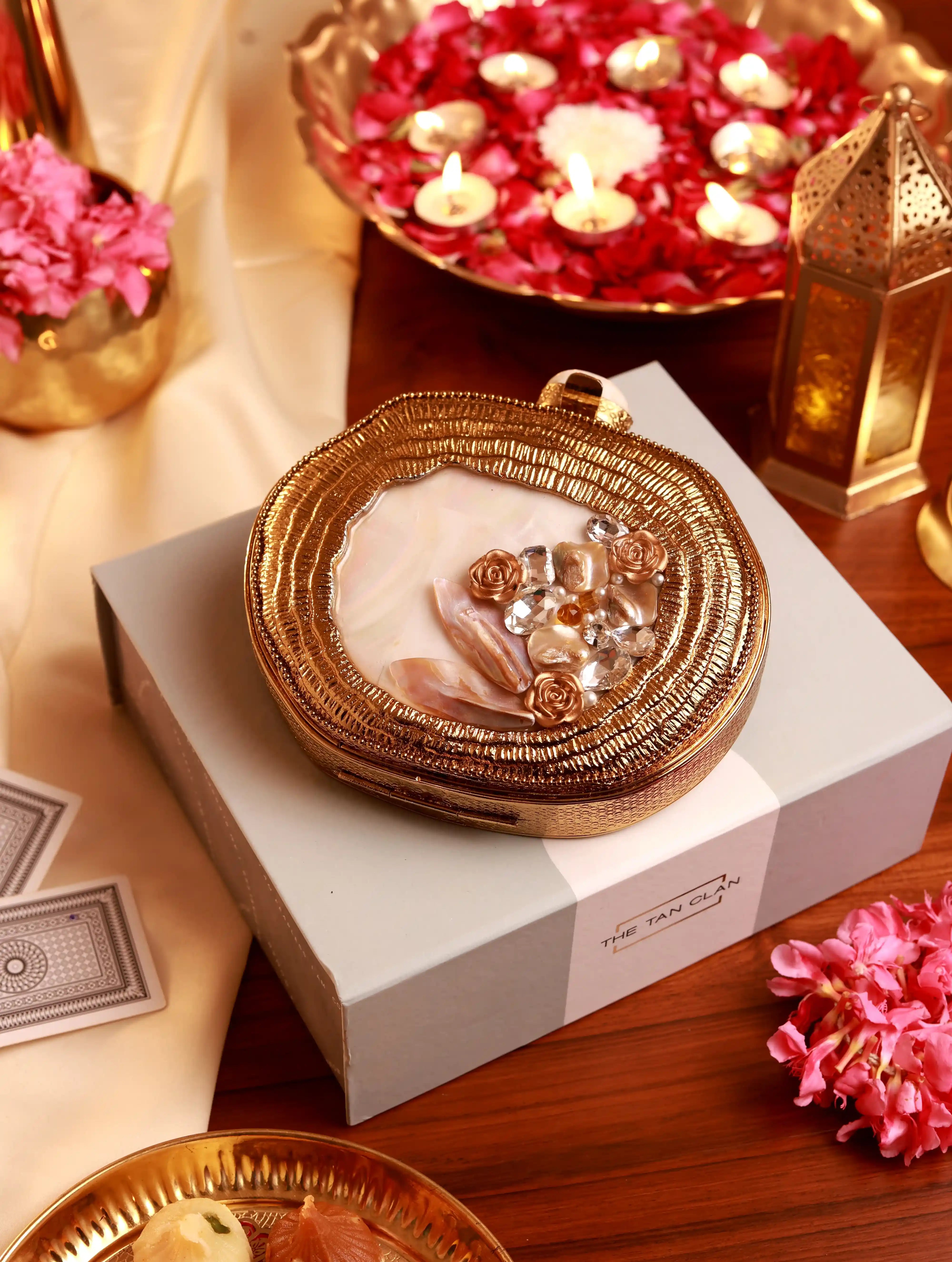 Sana Embellished Mother of Pearl Clutch