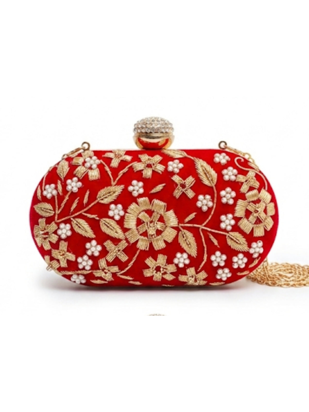 Hand-embroidered Baiza Zardozi clutch purse by The Tan Clan featuring intricate traditional embroidery on a stylish design.