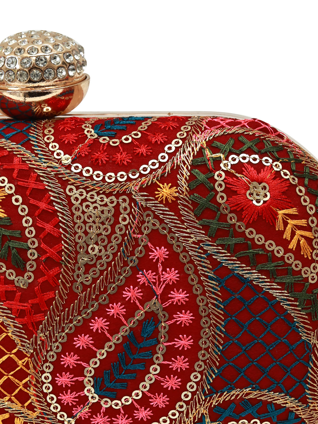 Multicolor Motif Oval Clutch
