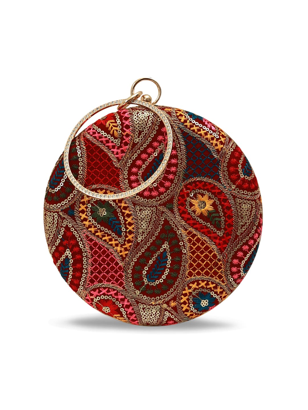 Multicolor Motif Round Clutch