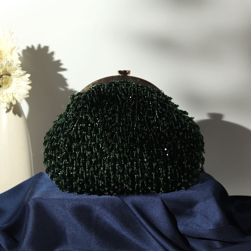 Rosa Batua Bag with Detachable Handle - Emerald