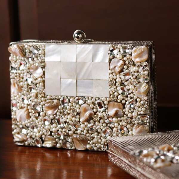 Zoya Embellished Brass Clutch