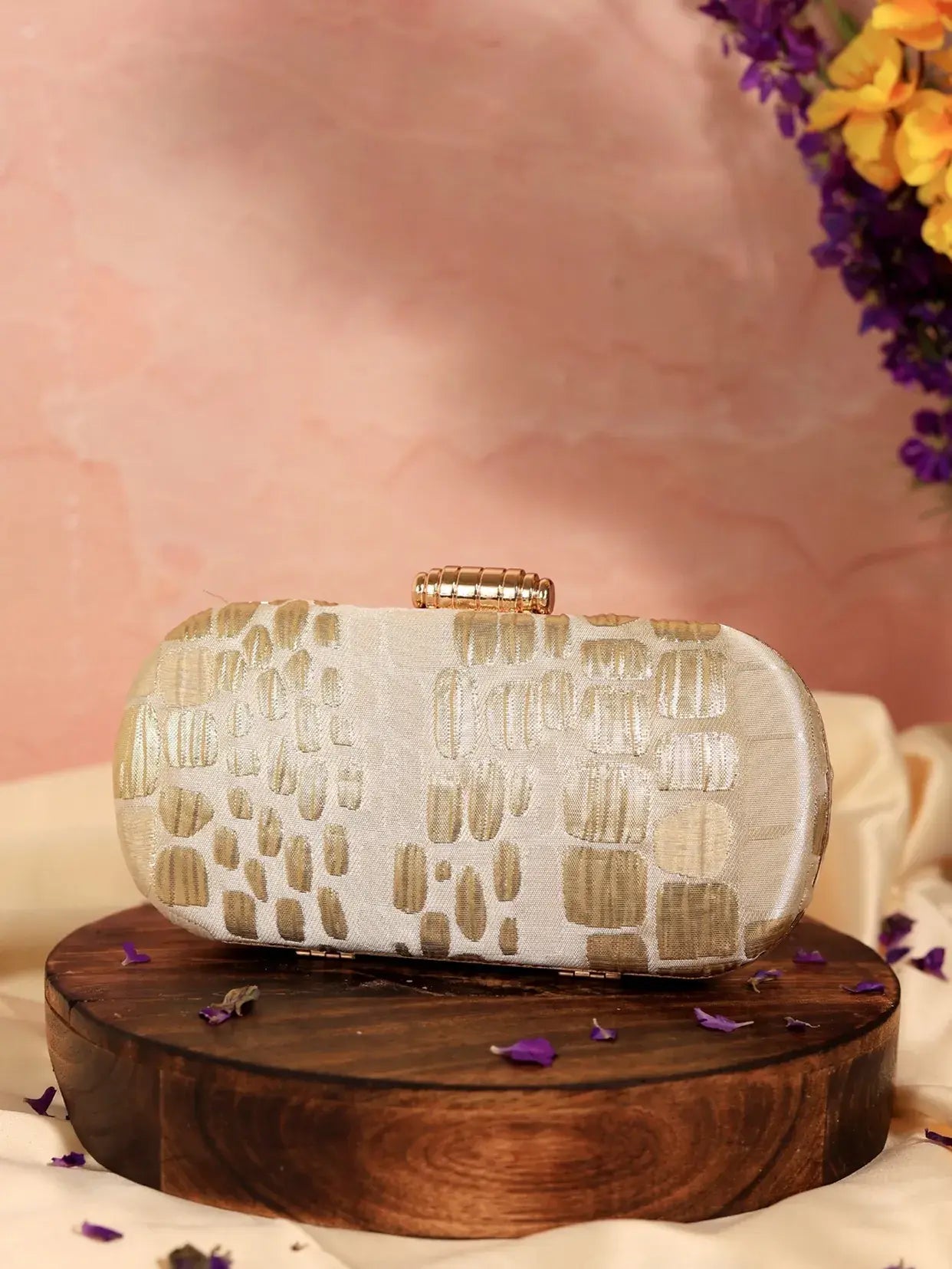 Coral Long Beige Clutch
