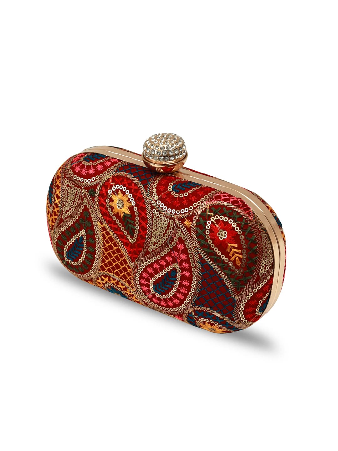 Multicolor Motif Oval Clutch