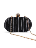 Glow Black Sequins Oval Clutch
