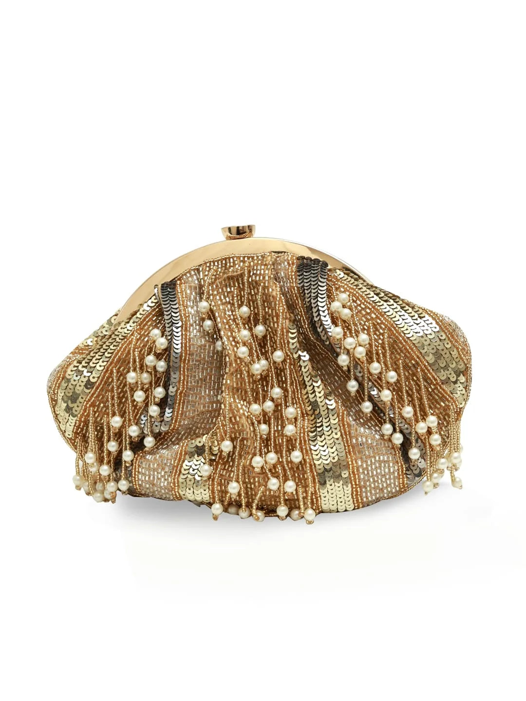 Ava Gold Pearl Batua Bag
