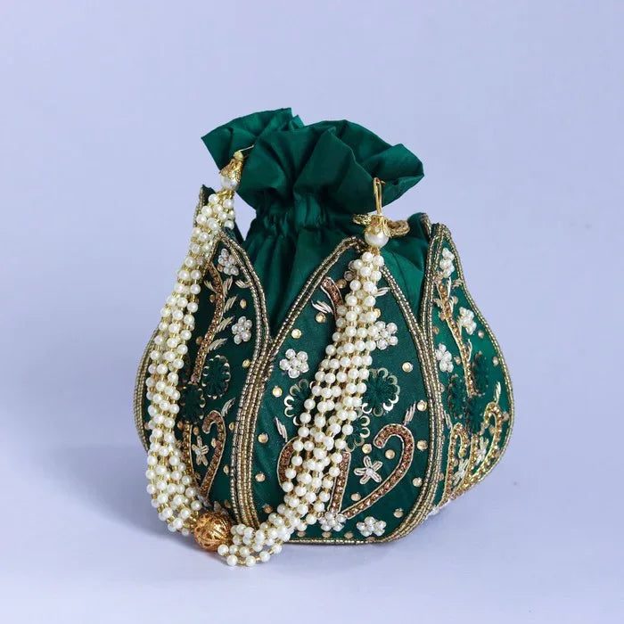 Baag Hand Embroidered Mini Lotus Potli - The Tan Clan