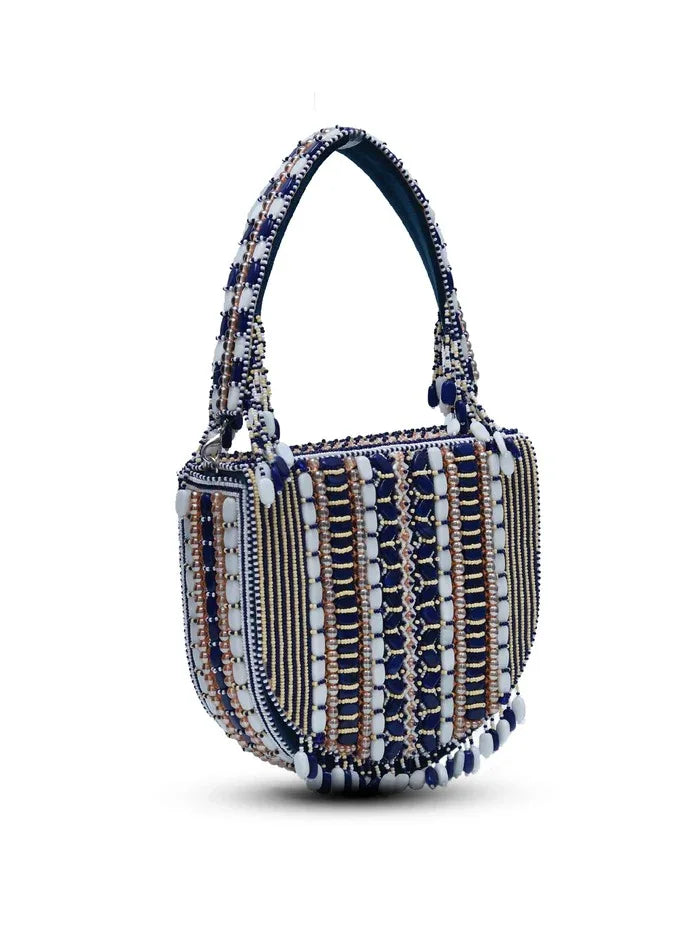 Asma Blue Flap Over Bag with Handle - The Tan Clan