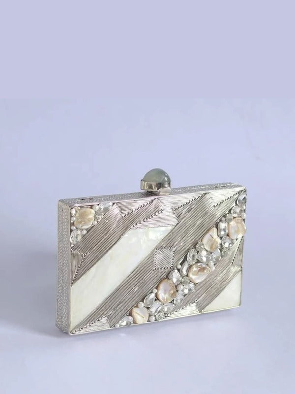 Aisha Embellished Mother of Pearl Clutch
