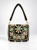 Basra Black Hand Embroidered Mini Flap