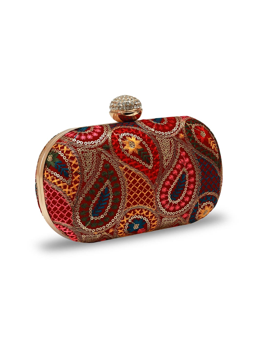 Multicolor Motif Oval Clutch