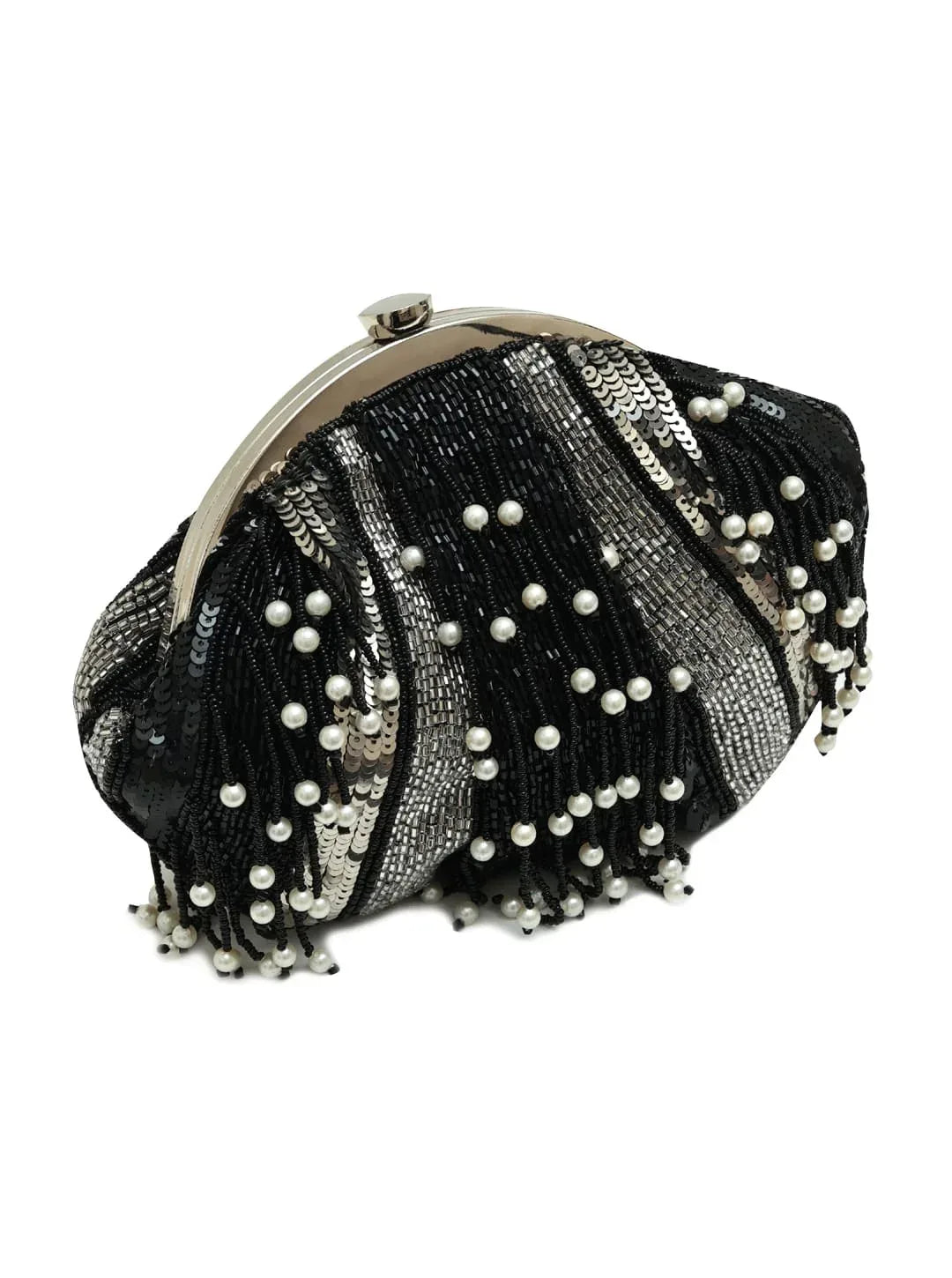 Ava Black Pearl Batua Bag - The Tan Clan