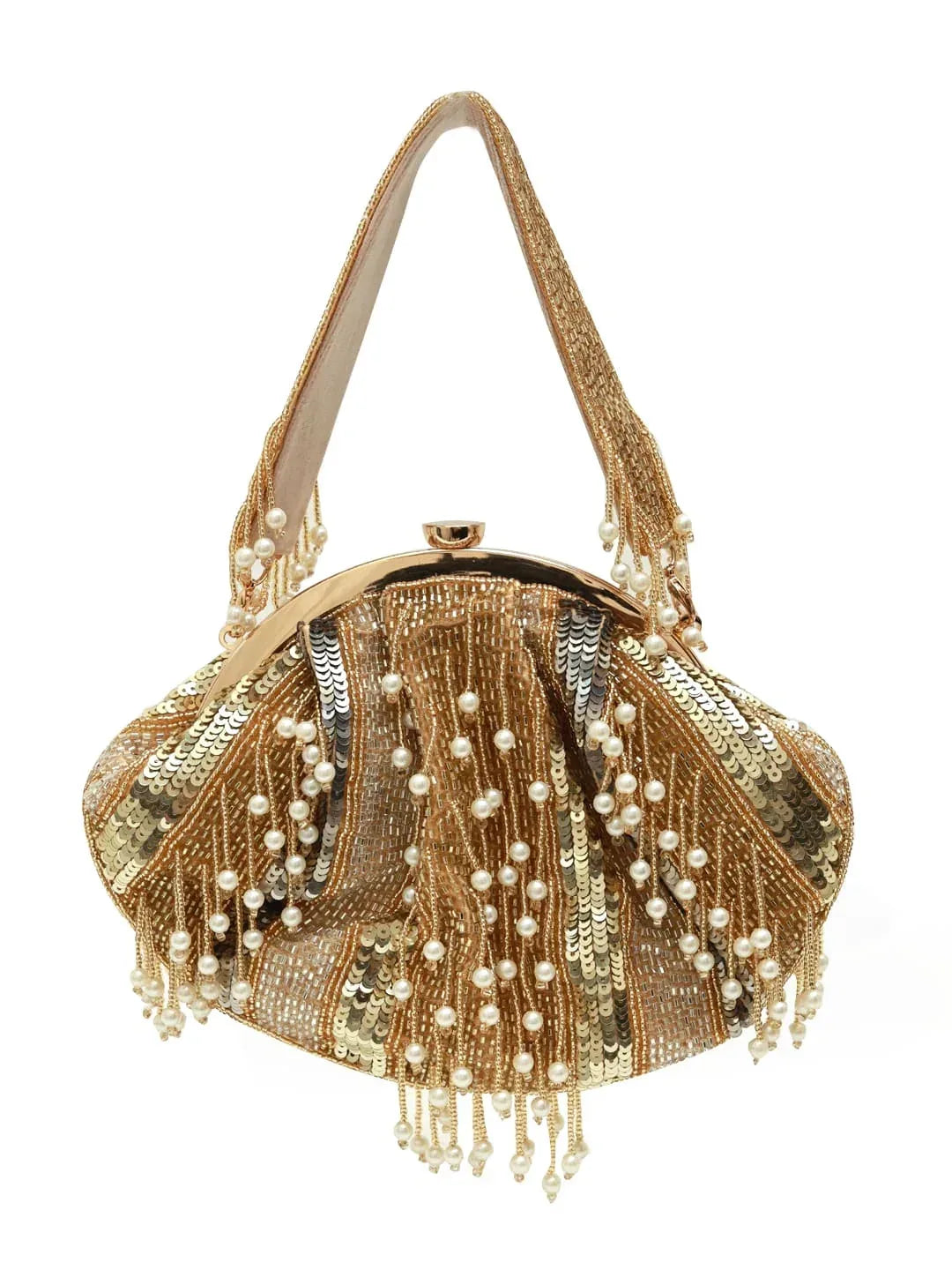 Ava Gold Pearl Batua Bag - The Tan Clan