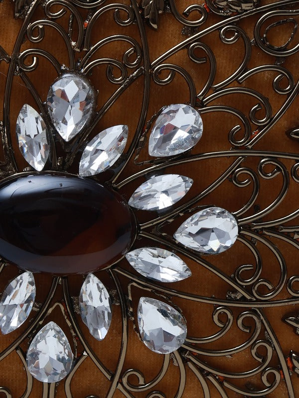 Mirza Intricate Embellished Brass Clutch