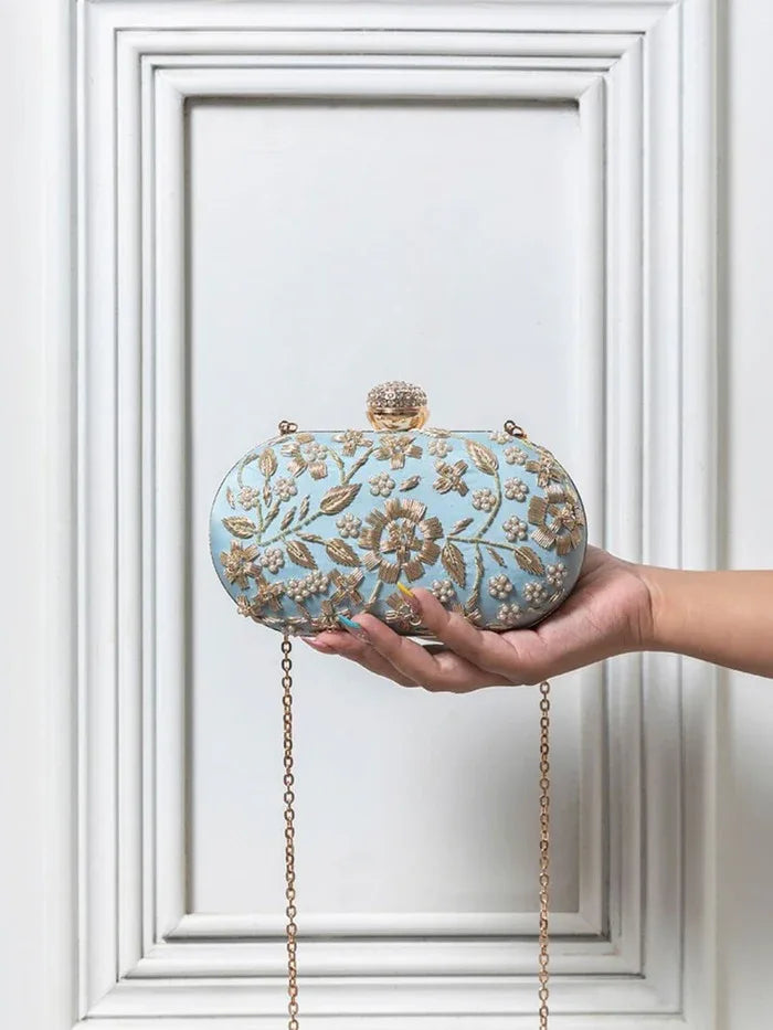 Baiza Zardozi Hand Embroidered Clutch - The Tan Clan