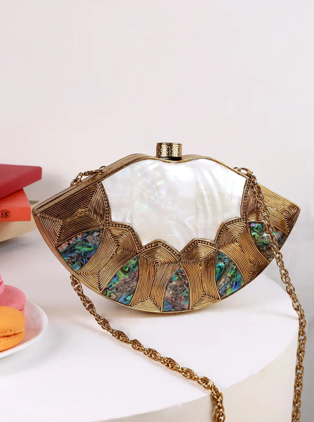 Zuri Mother of Pearl Brass Clutch - The Tan Clan