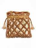 Rooh Gold Sequined Tasselled Potli