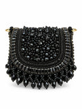 Zeenat Black Beaded Mini Flap