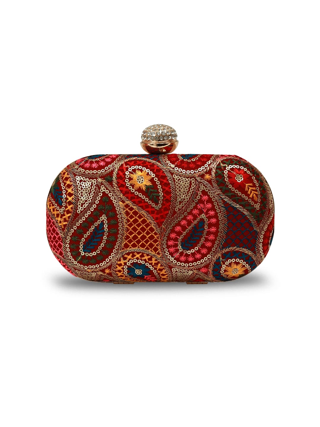 Multicolor Motif Oval Clutch
