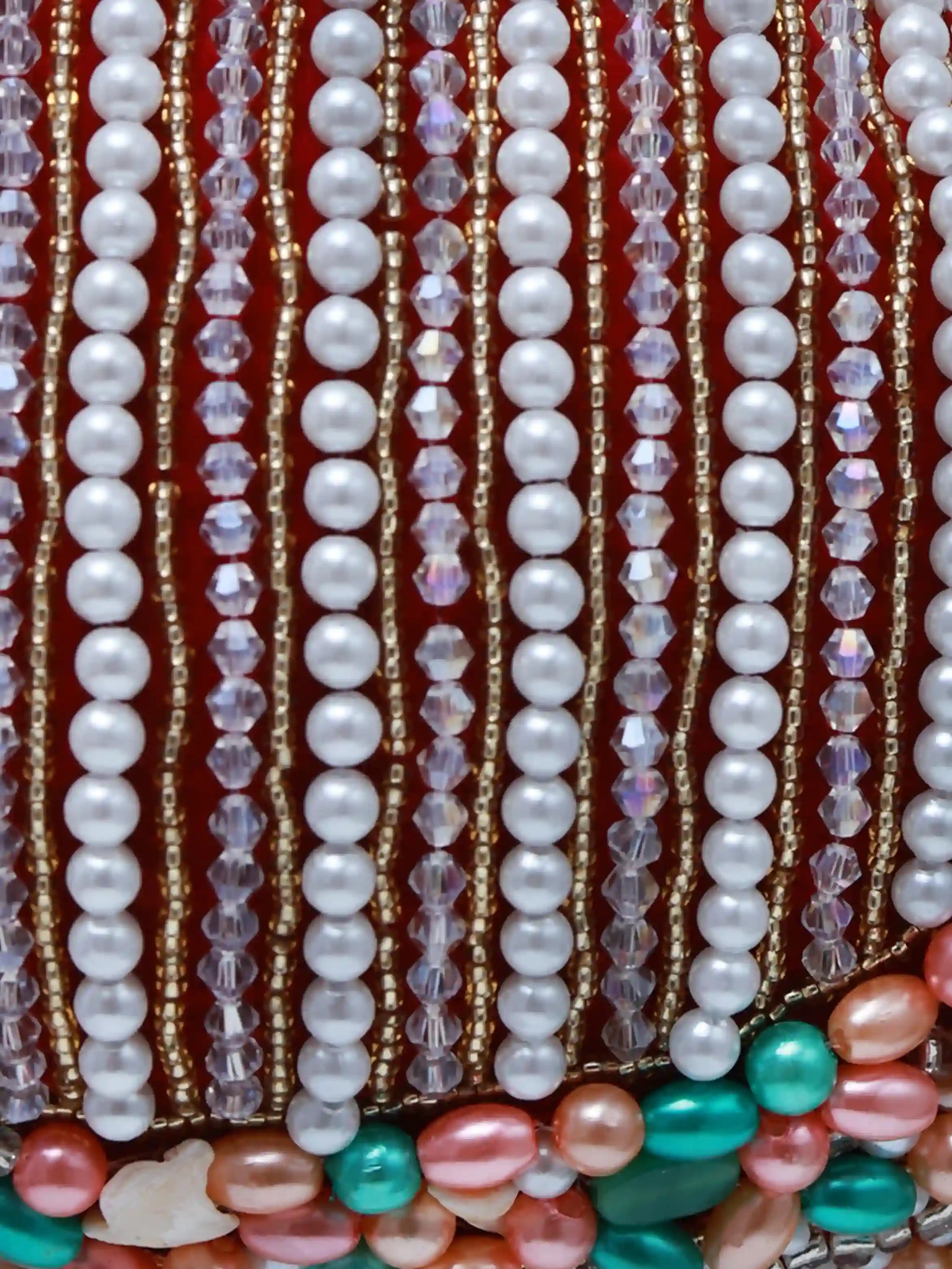 Sona Pearl Tasselled Batua with Detachable Handle