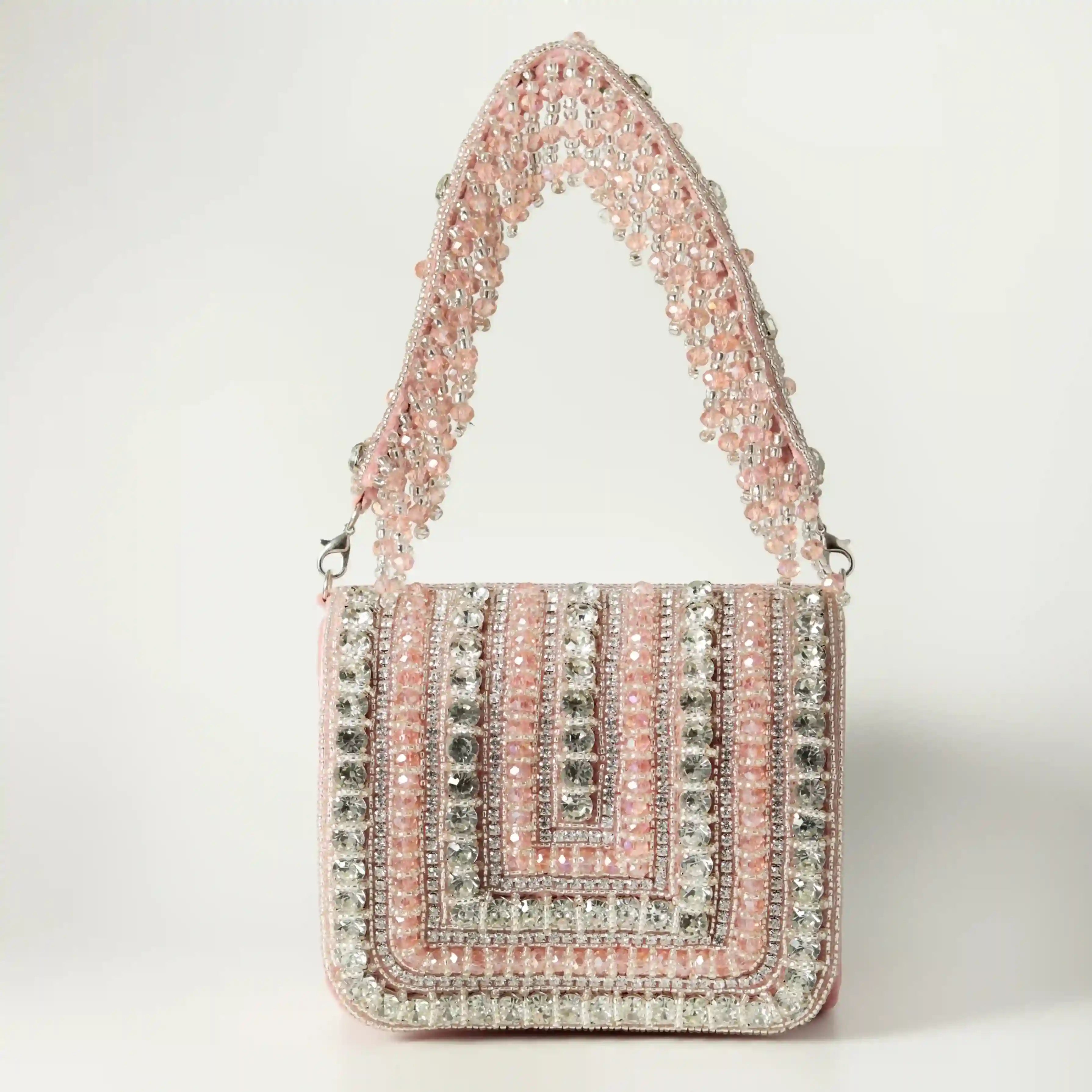 Nysa Pink Mini Bag with Embroidered Handle