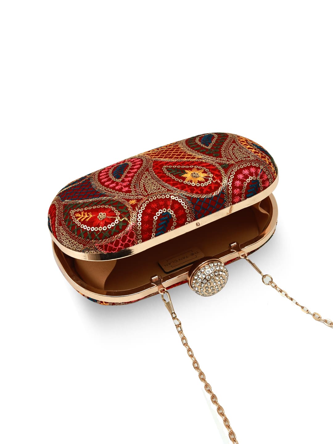 Multicolor Motif Oval Clutch