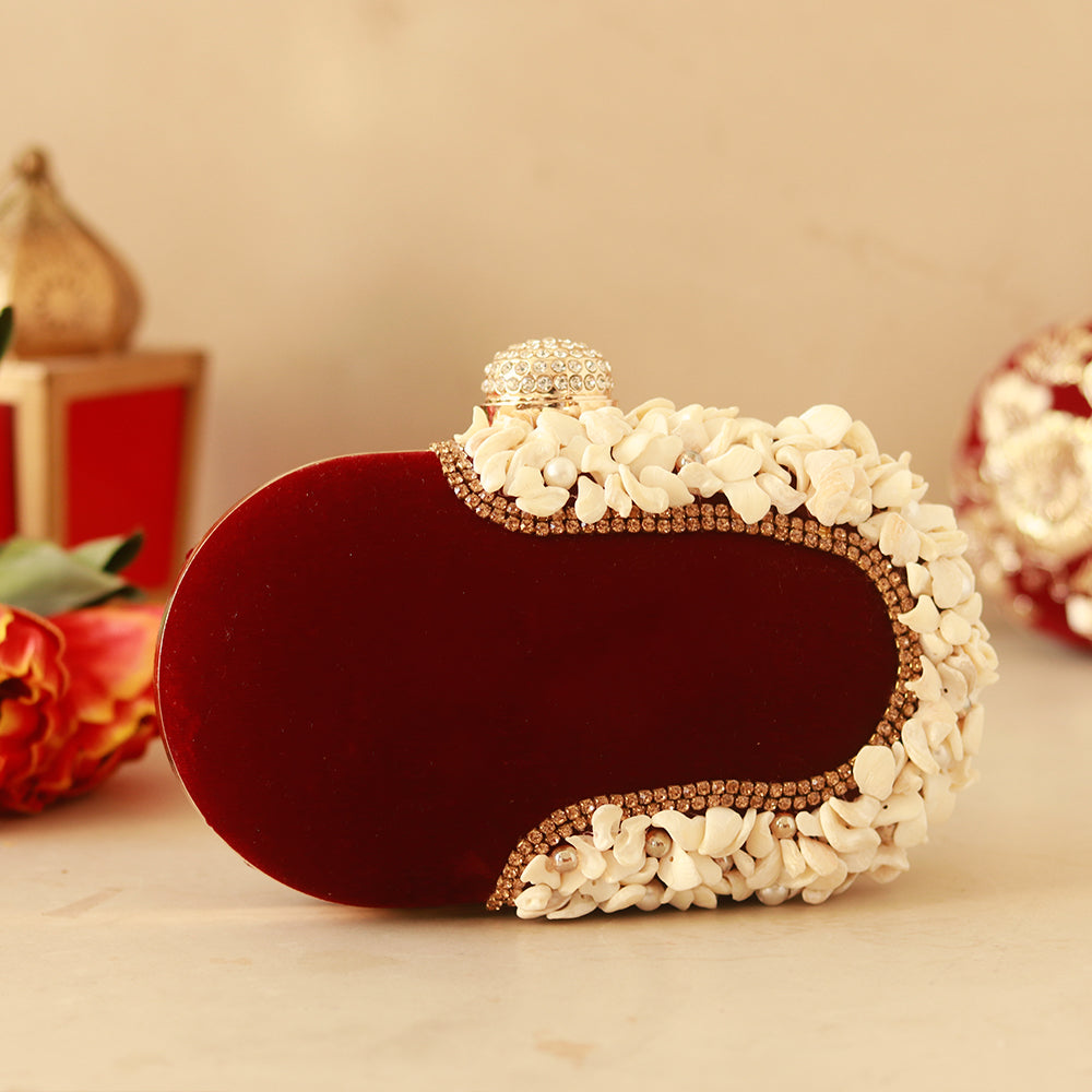 Dariya Sea Shells Hand Embroidered Clutch