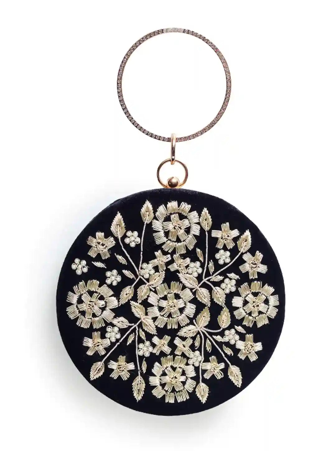 Shalimar Black Hand Embroidered Clutch