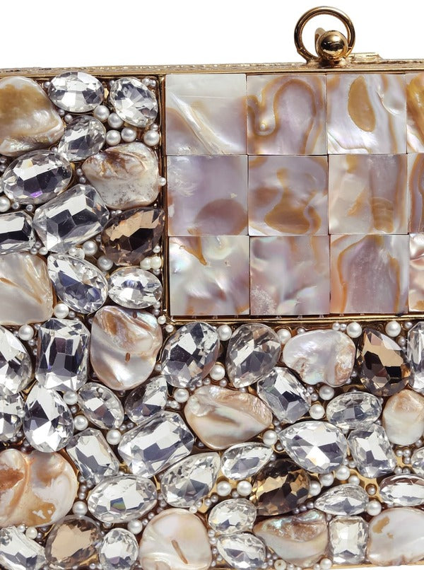 Saba Embellished Brass Clutch