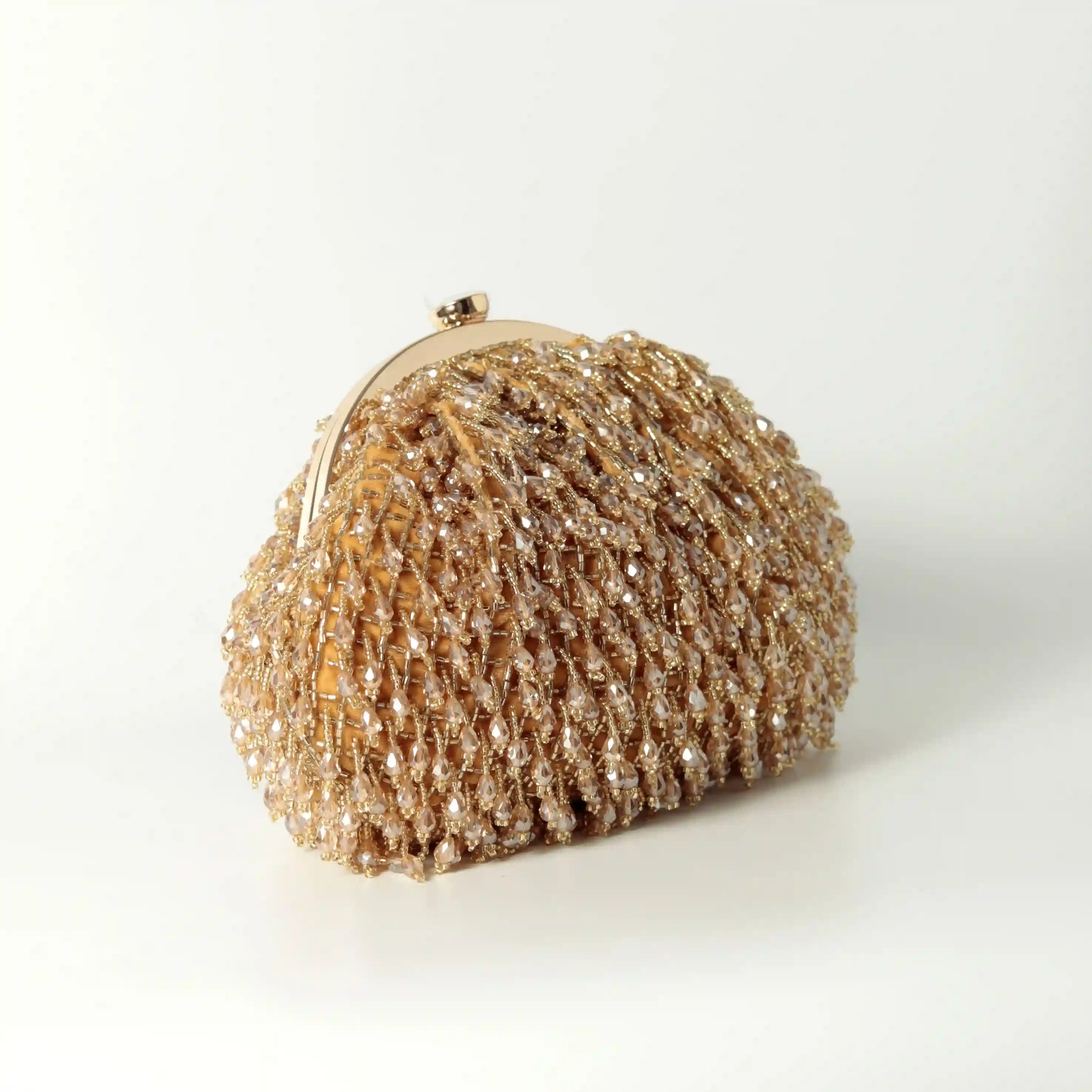 Rosa Batua Bag with Detachable Handle - Golden