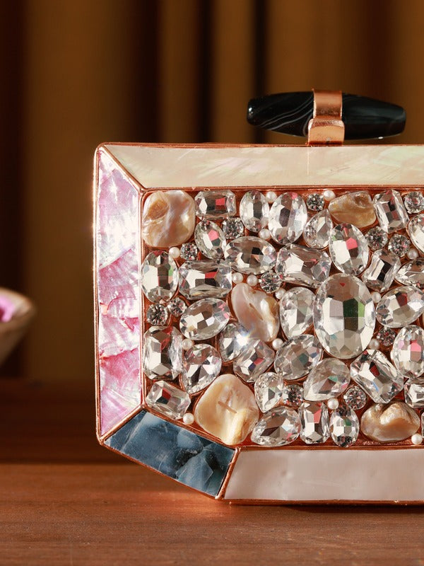 Hannah Embellished Mother of Pearl Clutch