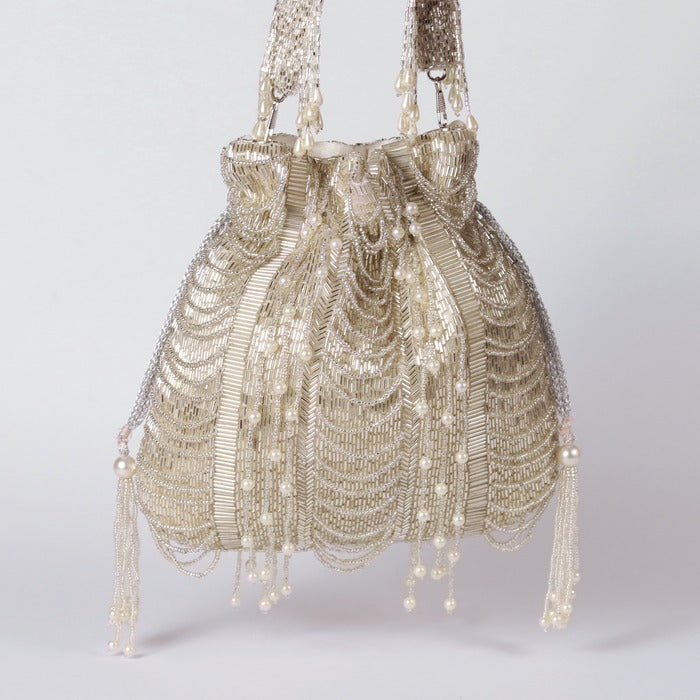 Rangreza Combo- Keisha Black Tassle Potli and Sharda Silver Potli Bag