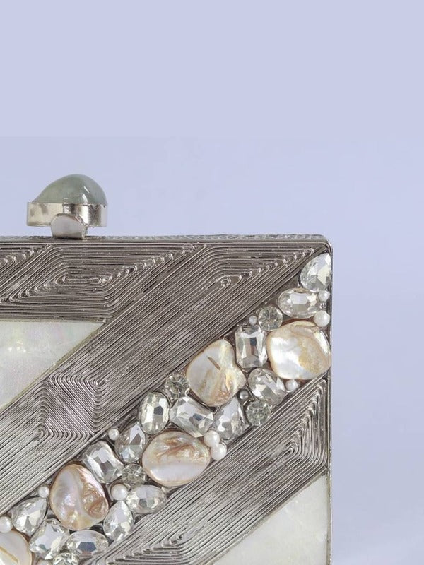 Aisha Embellished Mother of Pearl Clutch