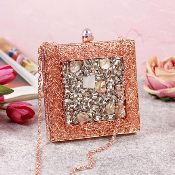 Aafreen Embellished Brass Clutch