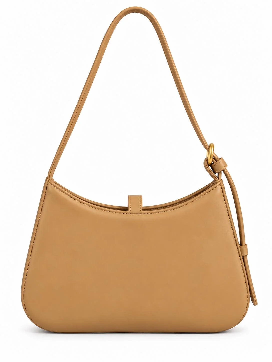 Camel leather Dune textured baguette shoulder bag with adjustable strap by THE TAN CLAN, stylish and compact for daily use.