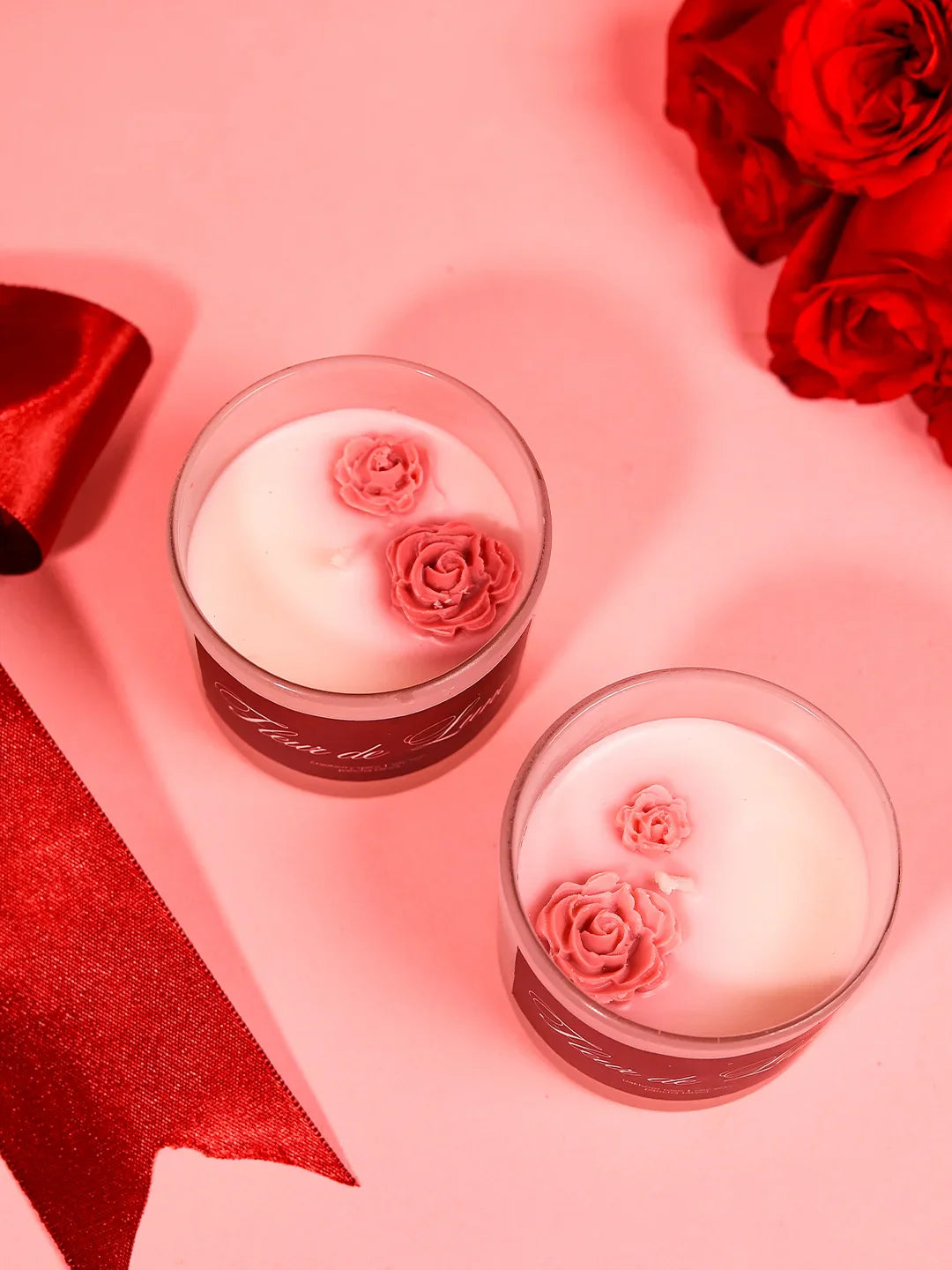 Sweet-Candle Gift Set - Rosa Potli with Candle & Chocolate (Set of 3)
