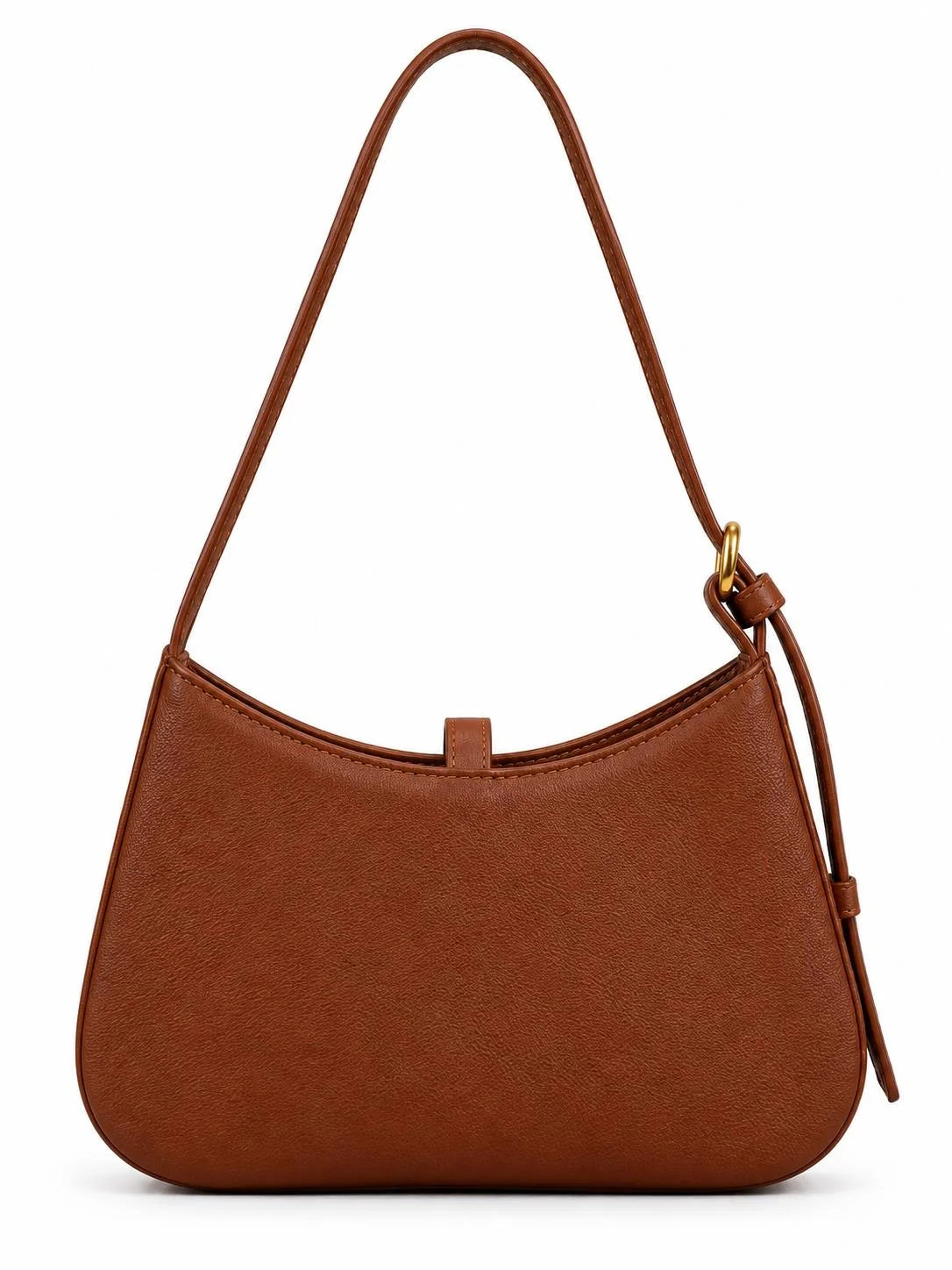 Tan textured Dune shoulder bag by THE TAN CLAN with adjustable strap and crescent shape in cognac leather.