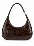 Blair Brown Shiney Croc Textured Shoulder Bag