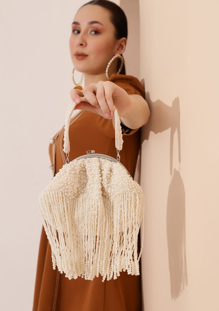 Pearl Batua Bag with Tassels